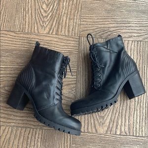 NEW Leather Black Combat Bootie